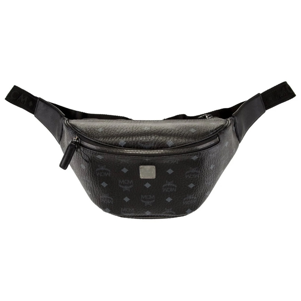 100% Authentic MCM Leather Belt Bag In Black